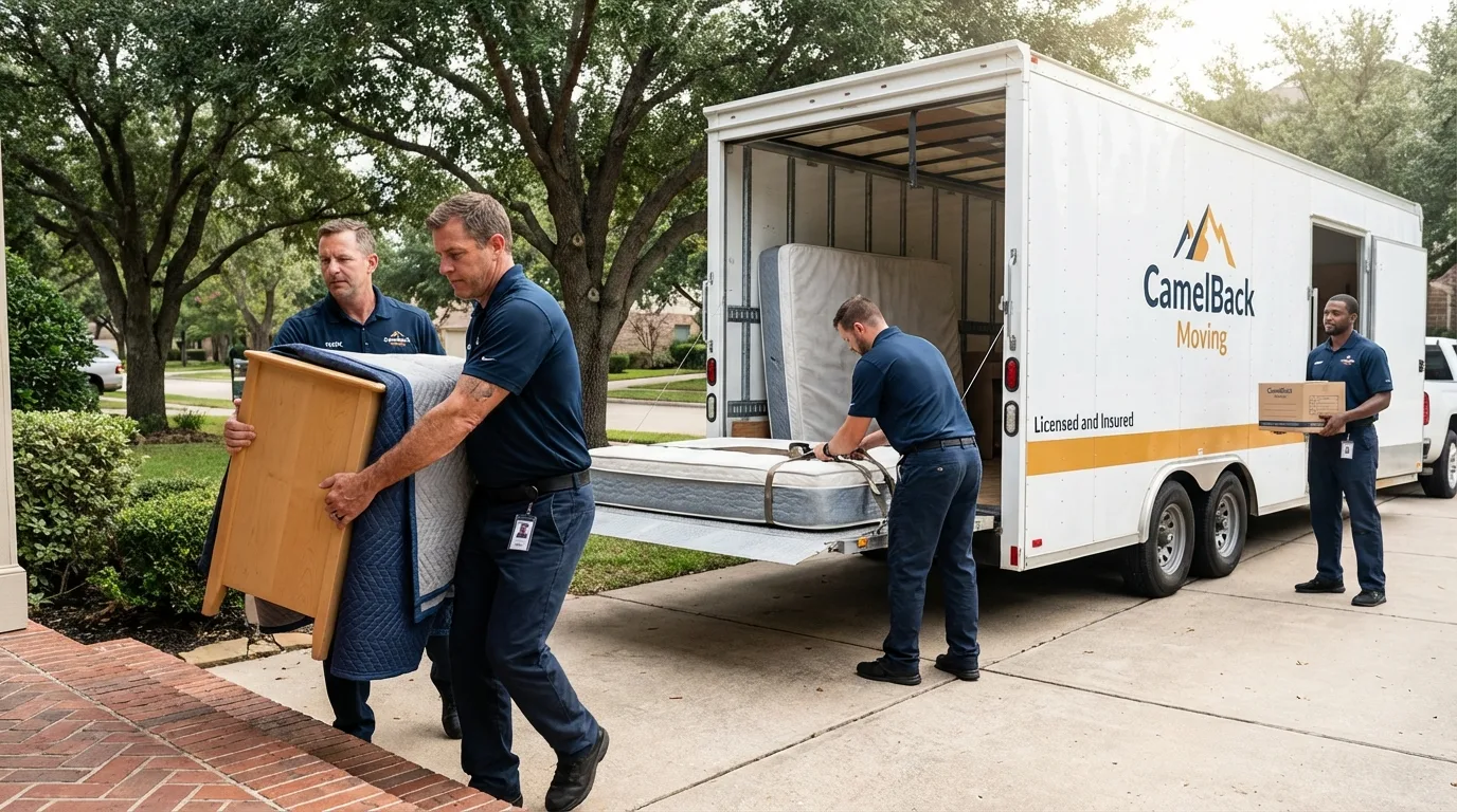 Crew loading residential truck for cross-state move from Byesville, OH